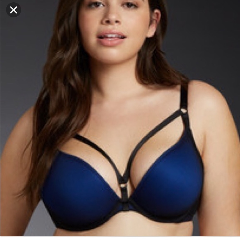 TORRID Blue SEXY PISH UP PLUNGE Harness BRA 42DDD